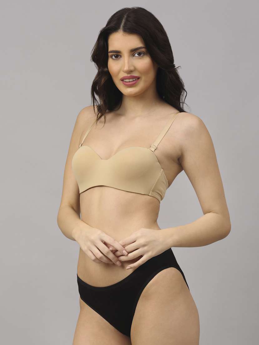 beige solid bras and panty set - 18251223 - Standard Image - 1