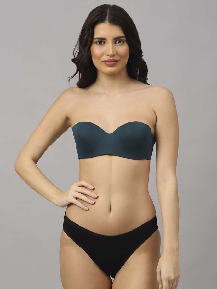 green solid bras and panty set