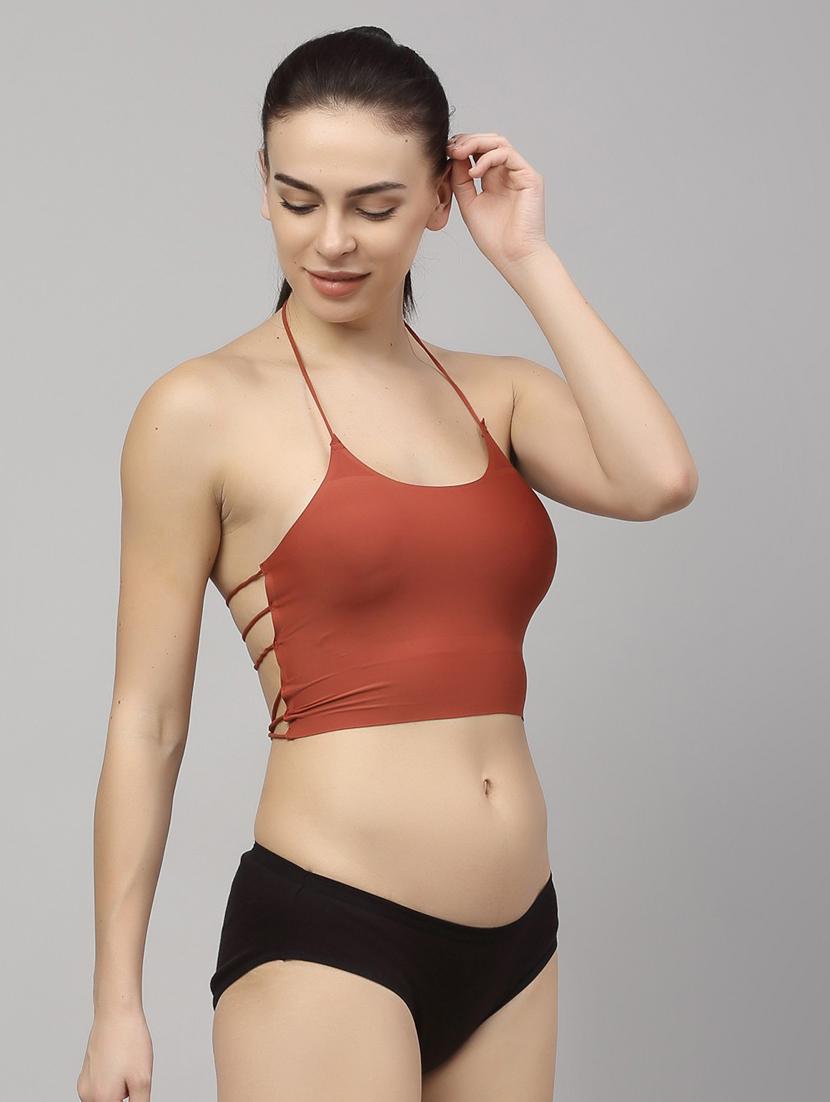orange solid bras and panty set - 18251252 - Standard Image - 1