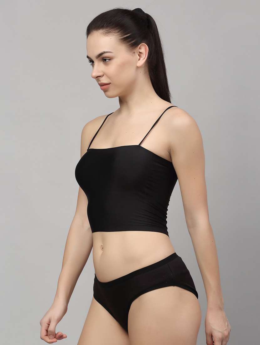 black solid bras and panty set - 18251261 - Standard Image - 1