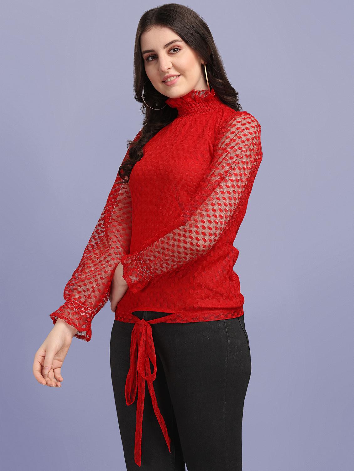 tie front self design top - 18252082 -  Standard Image - 1