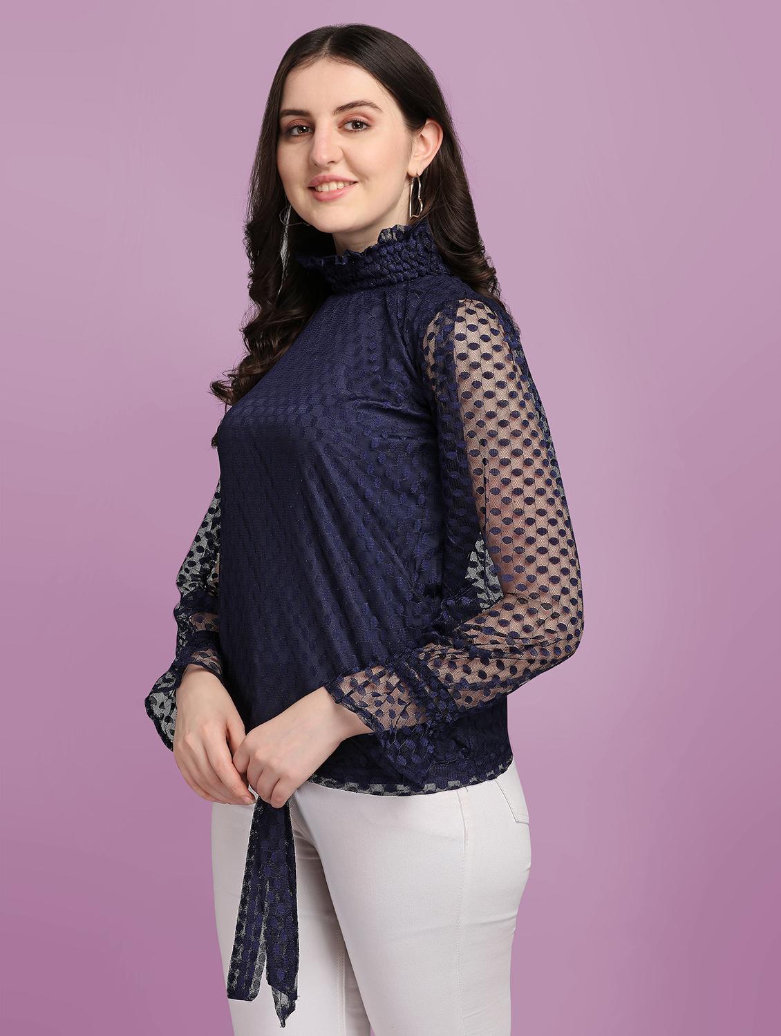 tie front self design top - 18252083 -  Standard Image - 1