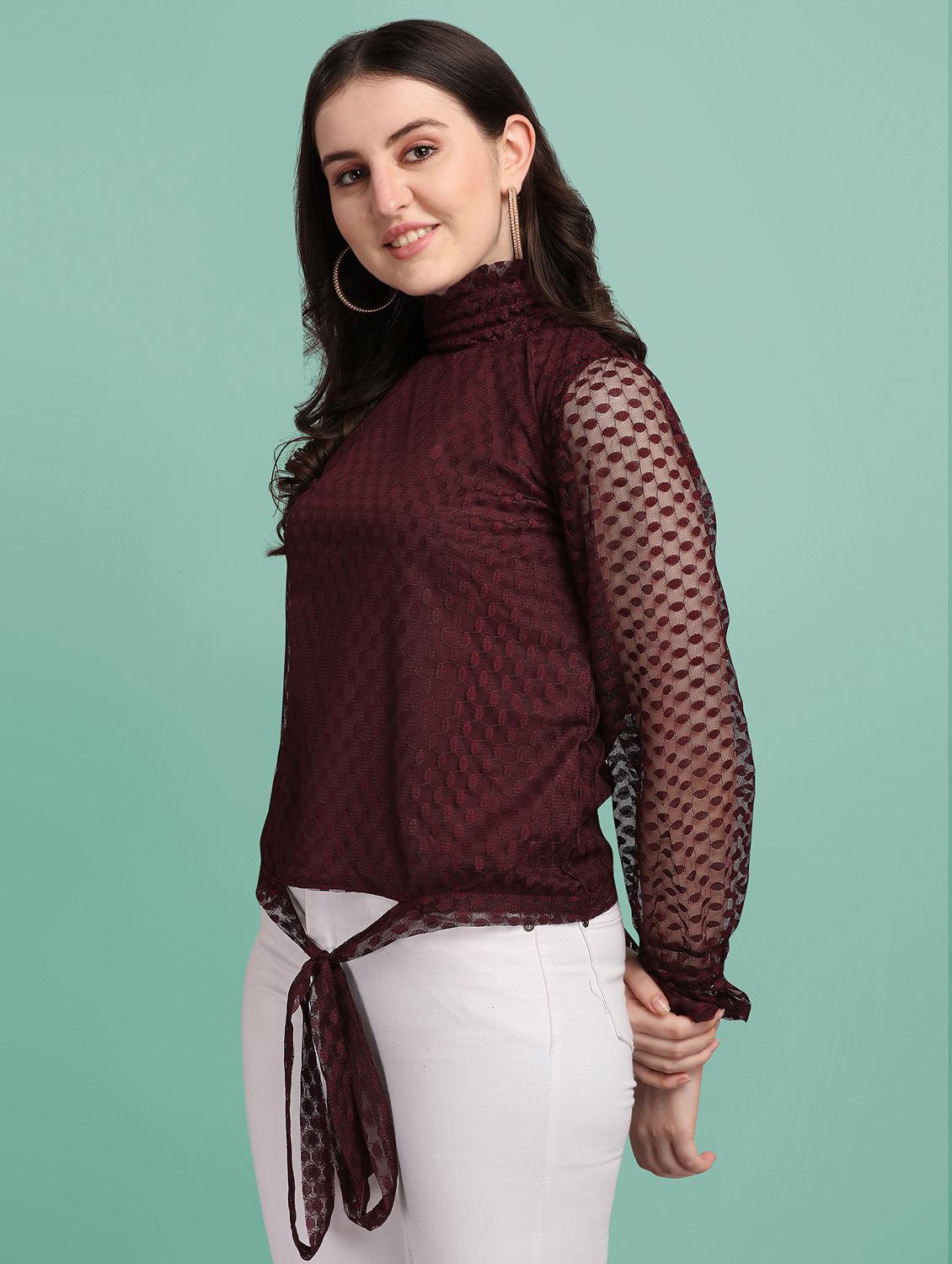 tie front self design top - 18252085 -  Standard Image - 1