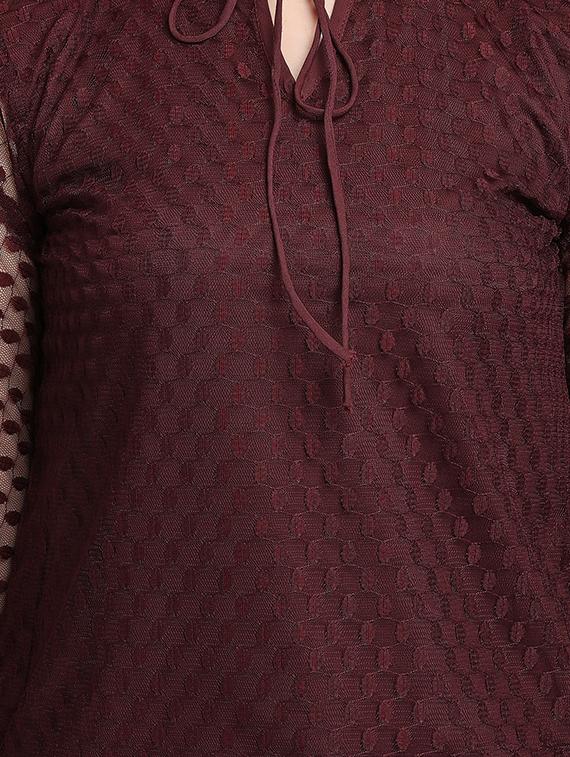 tie up neck self design top - 18252091 - Standard Image - 4