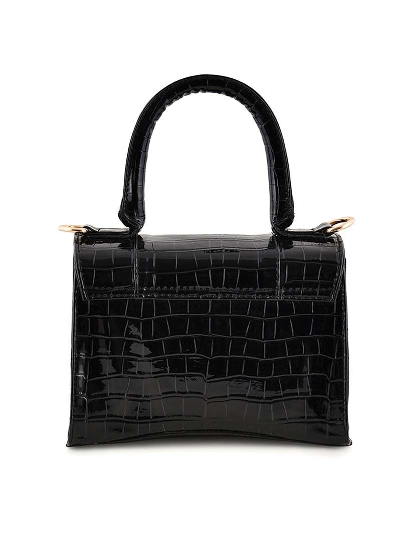 black textured messenger sling bag - 18252902 - Standard Image - 1