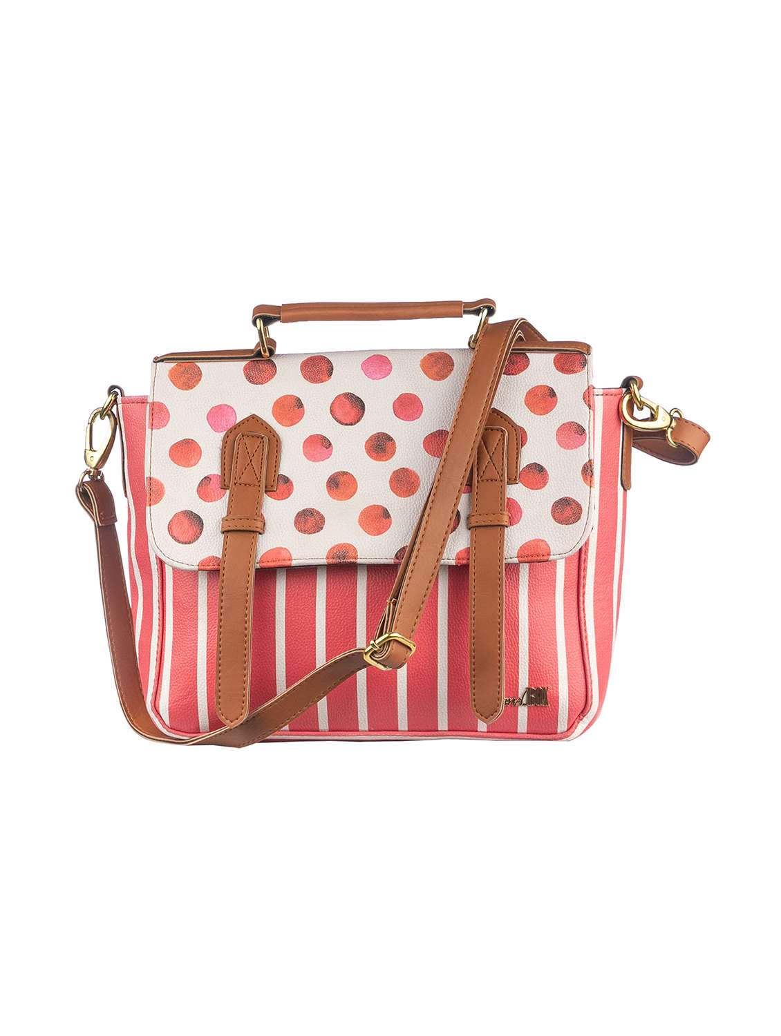 pink leatherette (pu) regular satchel