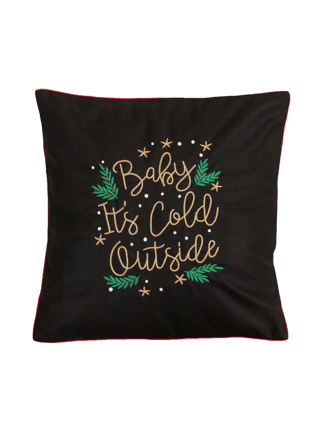 black embroidered cushion 