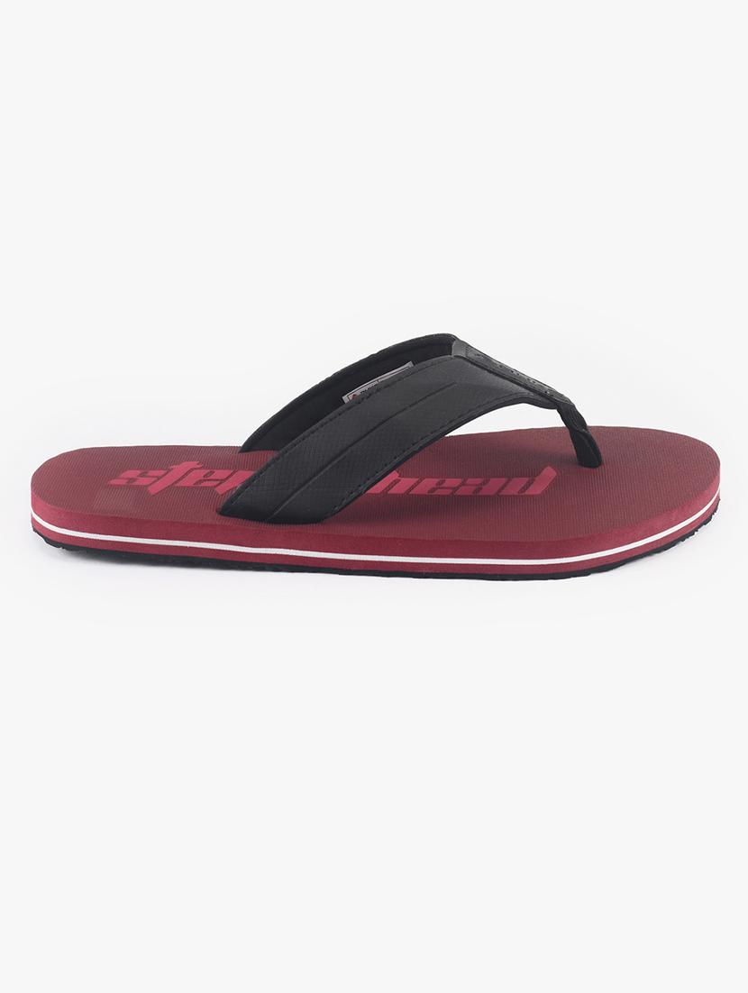 maroon synthetic & mesh slip on flip flops - 18253190 - Standard Image - 1