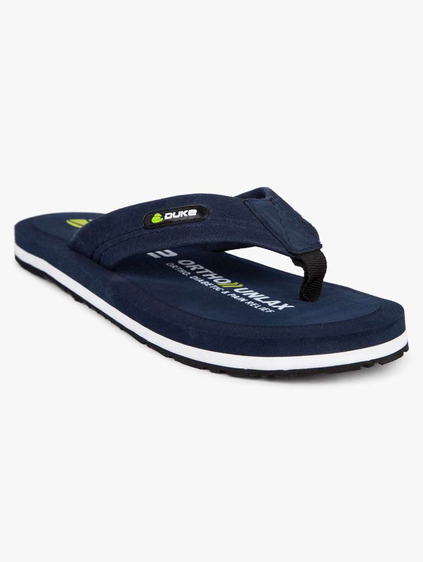 navy synthetic & mesh slip on flip flops