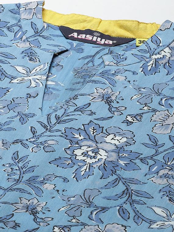 sky blue printed anarkali kurta - 18253280 - Standard Image - 4