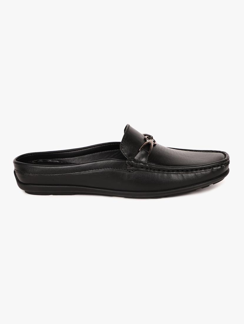 black synthetic slip on casual shoes - 18253385 - Standard Image - 1