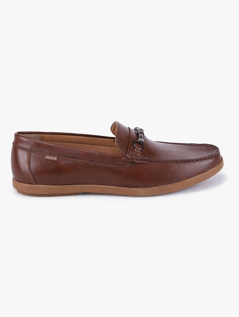 brown synthetic slip on casual shoes - 18253395 -  Standard Image - 1