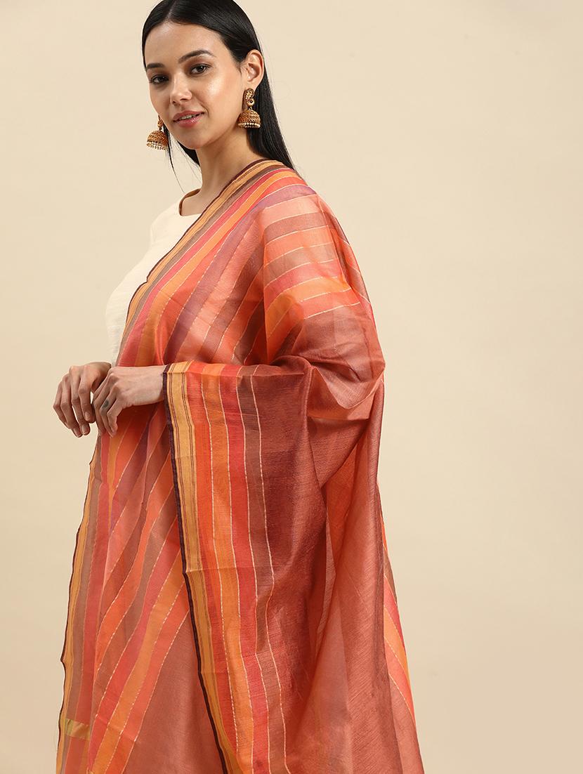 orange cotton dupatta - 18253751 - Standard Image - 1