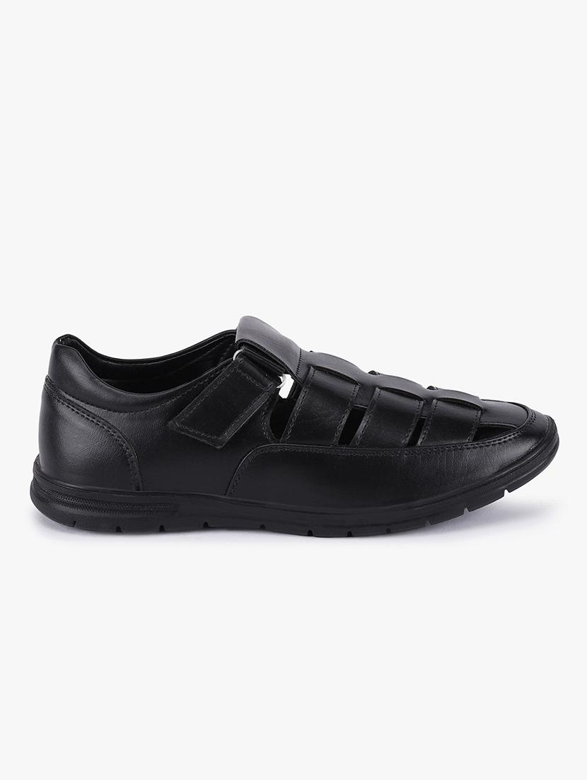 black synthetic & mesh slip on sandals - 18253837 -  Standard Image - 1
