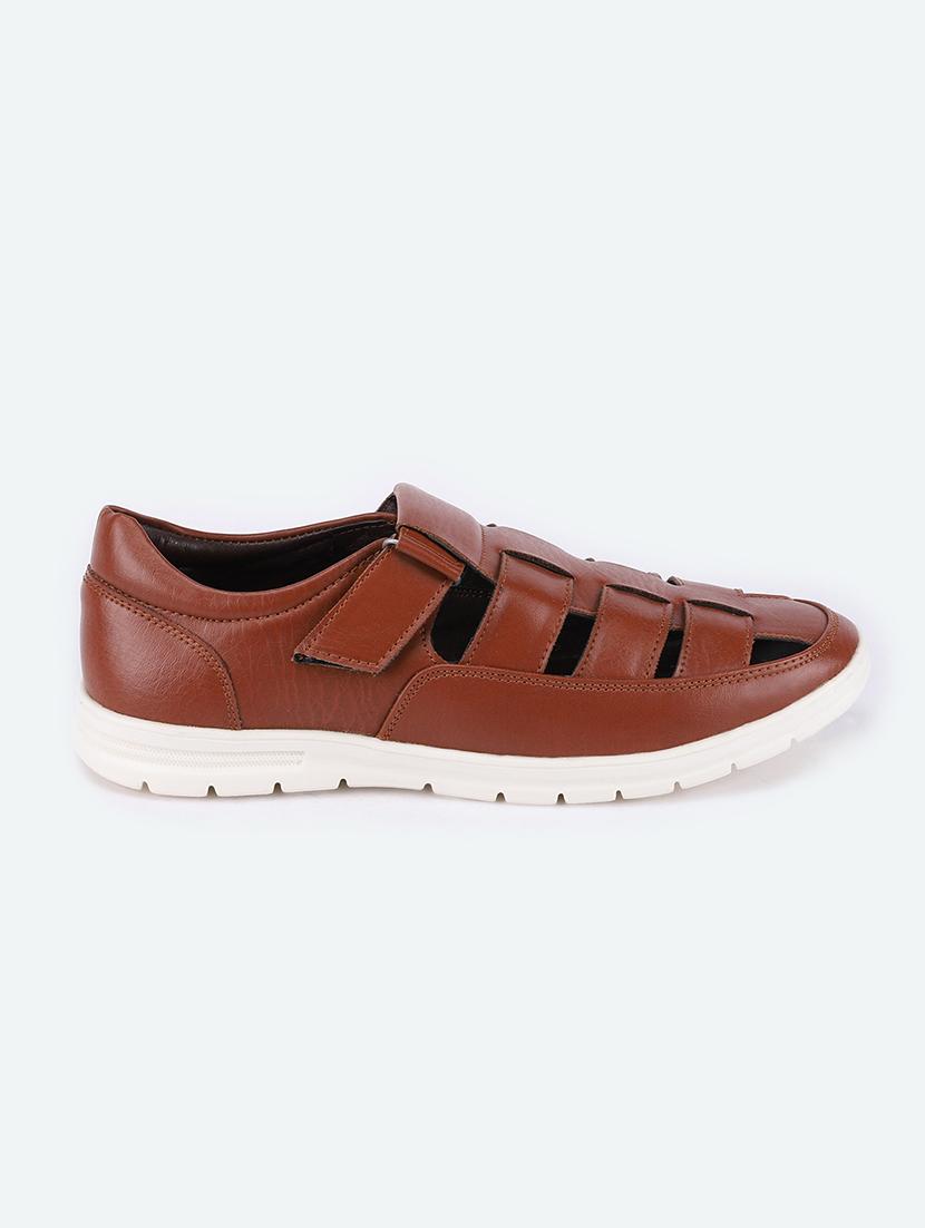 tan synthetic & mesh slip on sandals - 18253840 -  Standard Image - 1