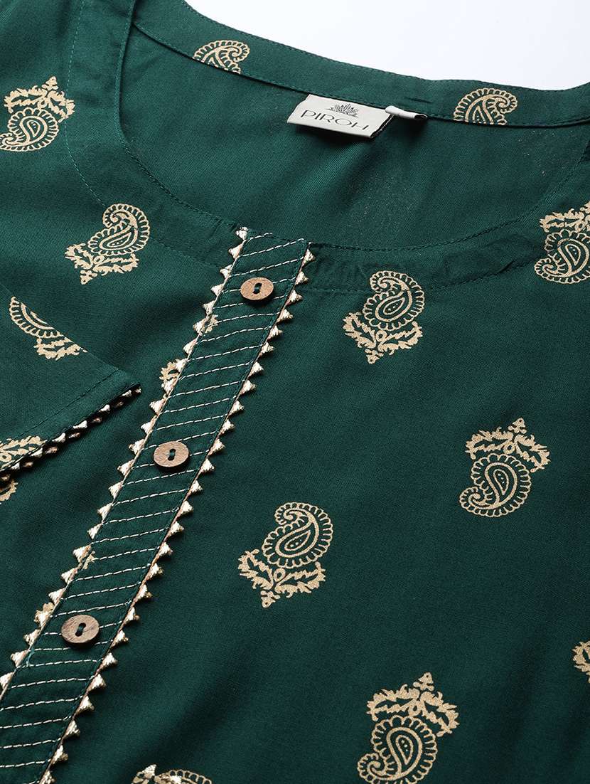 green rayon straight kurta - 18253850 - Standard Image - 4