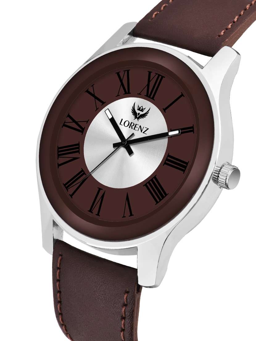 lorenz two tone dial & brown leather strap analogue watch for men | mk-404r - 18253867 -  Standard Image - 1