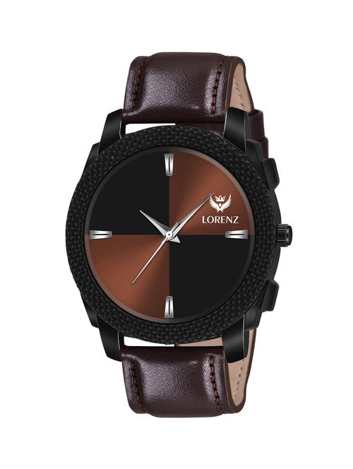 lorenz brown dial & brown leather strap analogue watch for men & boys |mk-407r - 18253870 -  Standard Image - 0