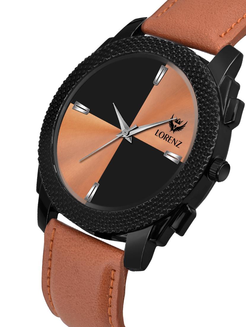 lorenz two tone dial & brown leather strap analogue watch for men | mk-409r - 18253872 -  Standard Image - 1
