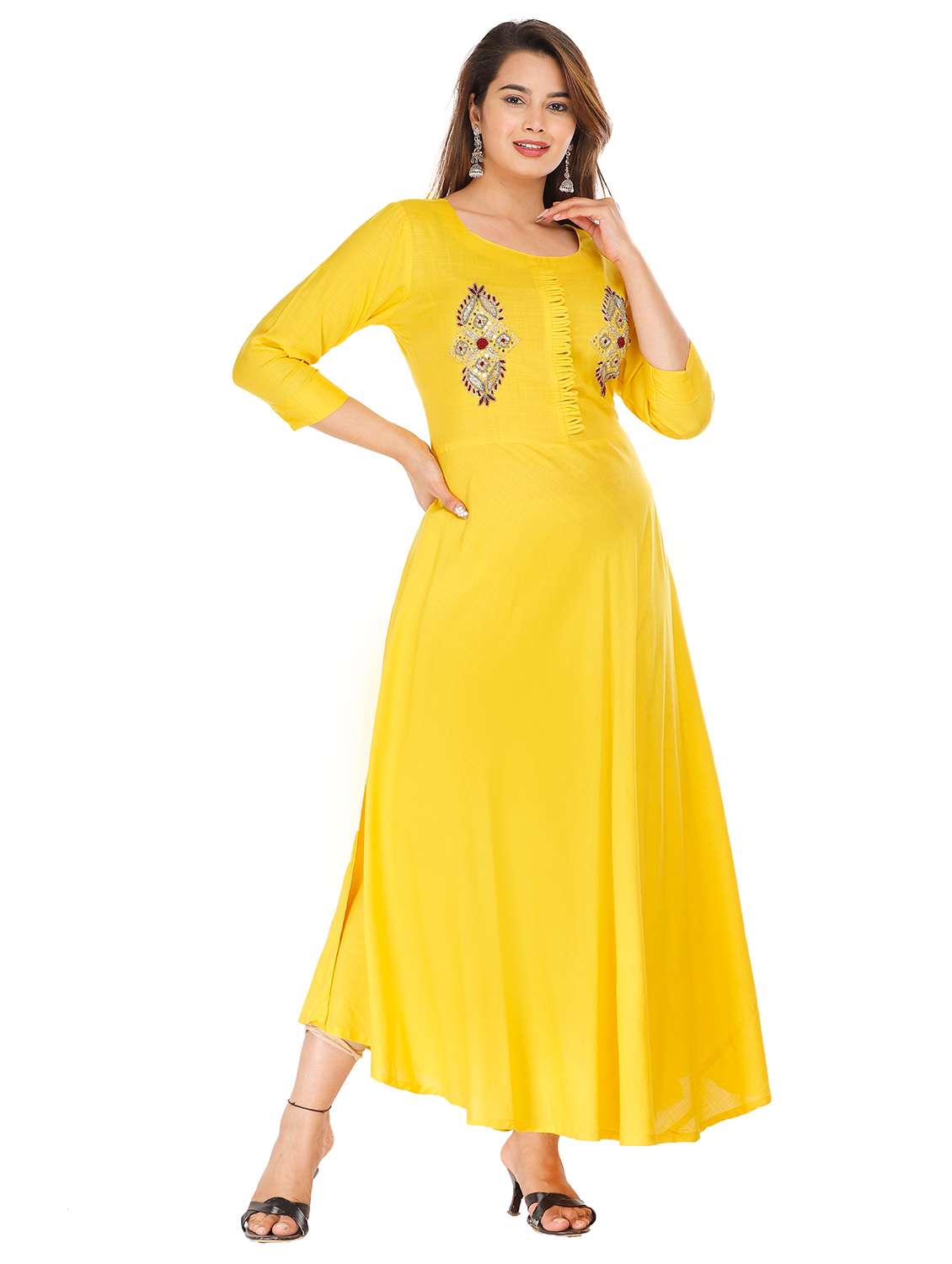 embellished detail flared ethnic dress