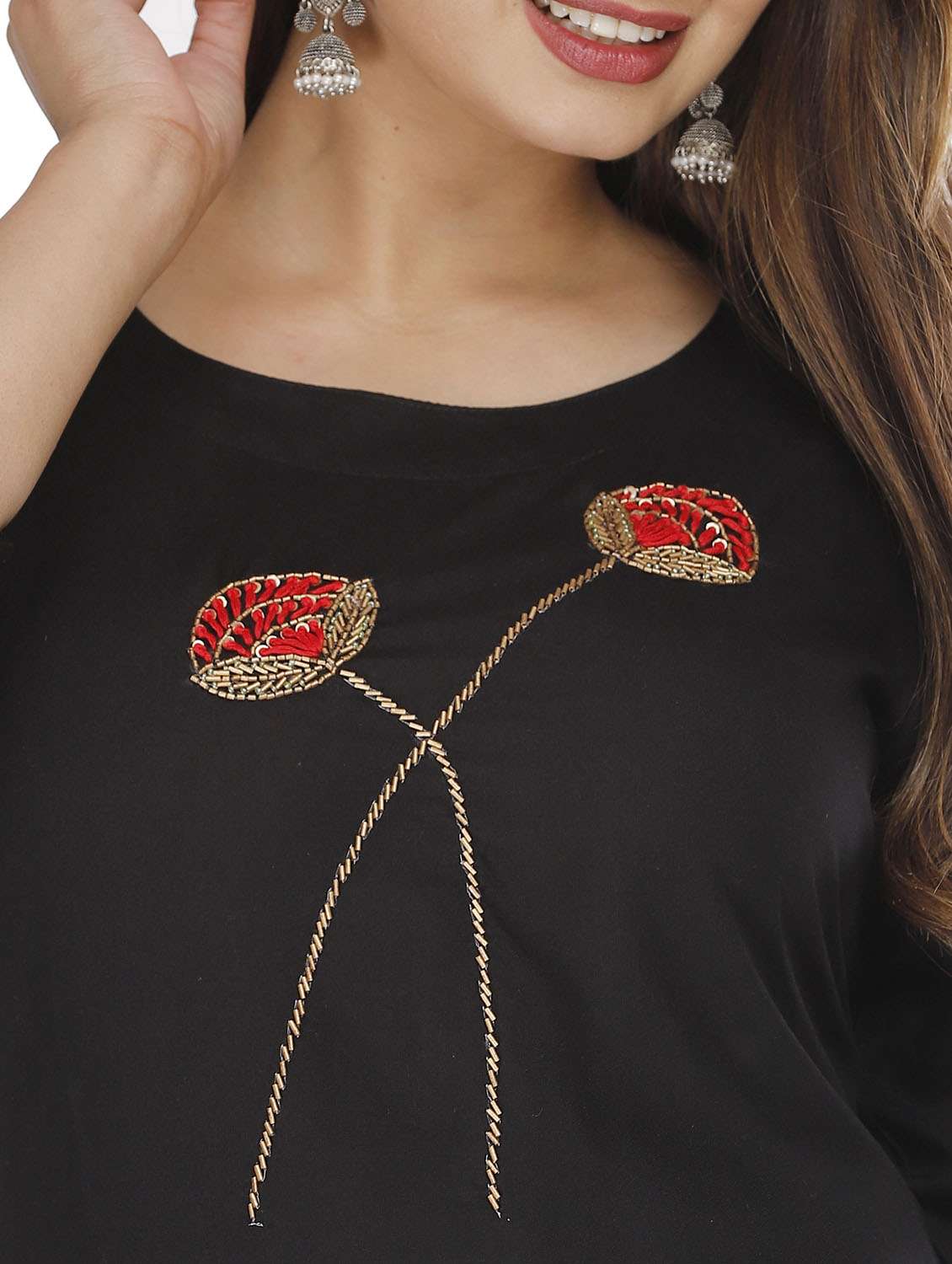 round neck solid tunic - 18254136 -  Standard Image - 4