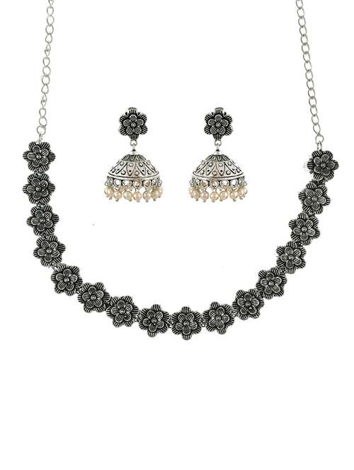 silver brass necklaces and earring - 18254229 - Standard Image - 0