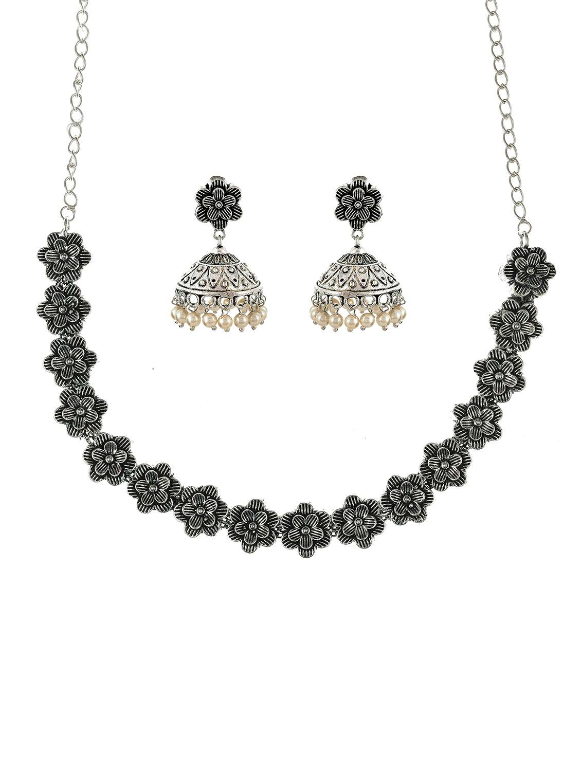 silver brass necklaces and earring - 18254229 - Zoom Image - 0