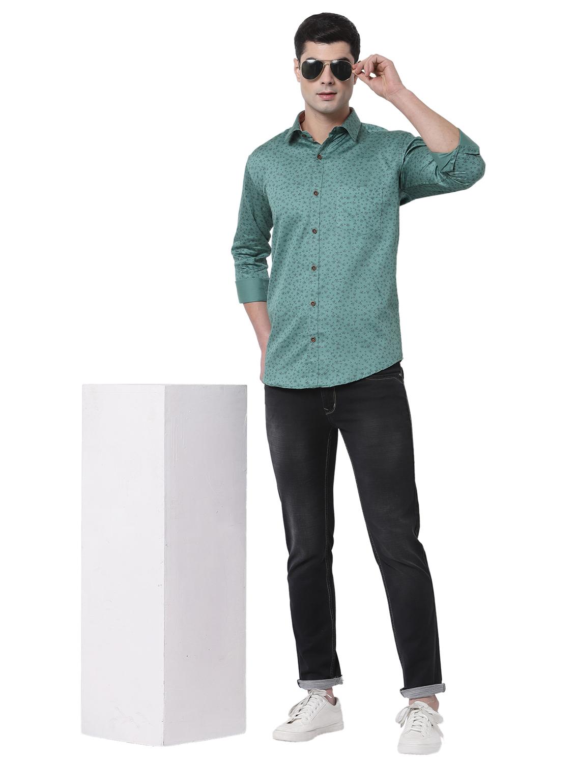 teal printed casual shirt - 18254285 - Standard Image - 4