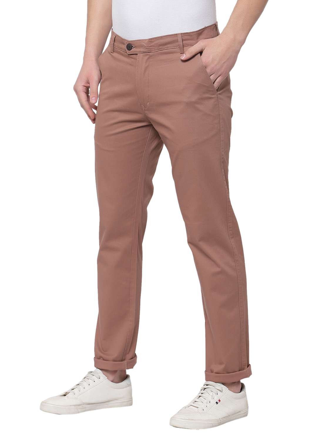 nude-brown solid casual trouser - 18254338 - Standard Image - 1