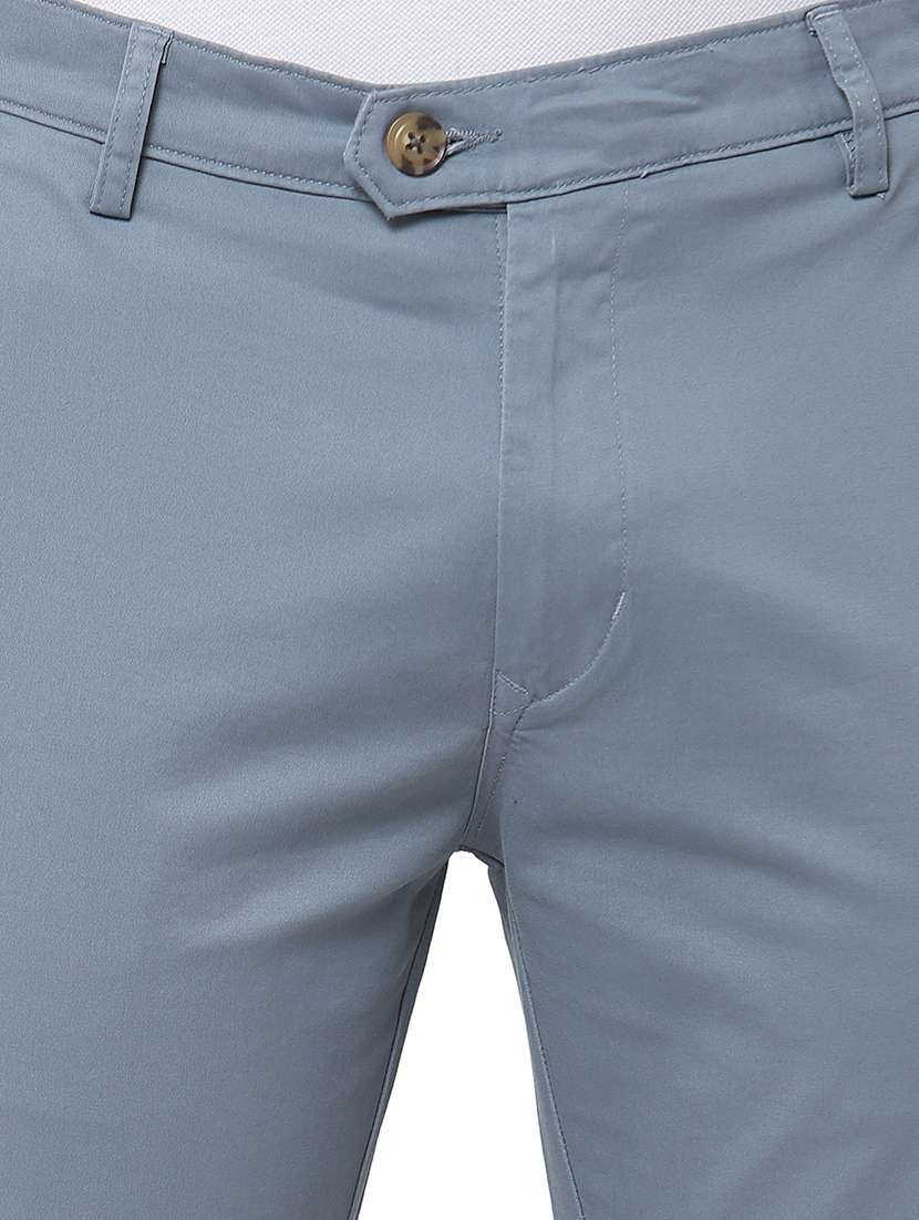 light blue solid casual trouser - 18254339 -  Standard Image - 4