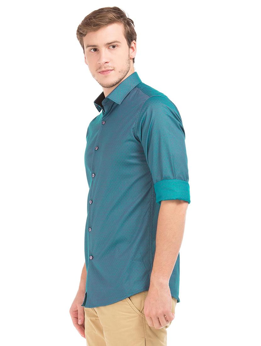 teal printed casual shirt - 18254707 - Standard Image - 1