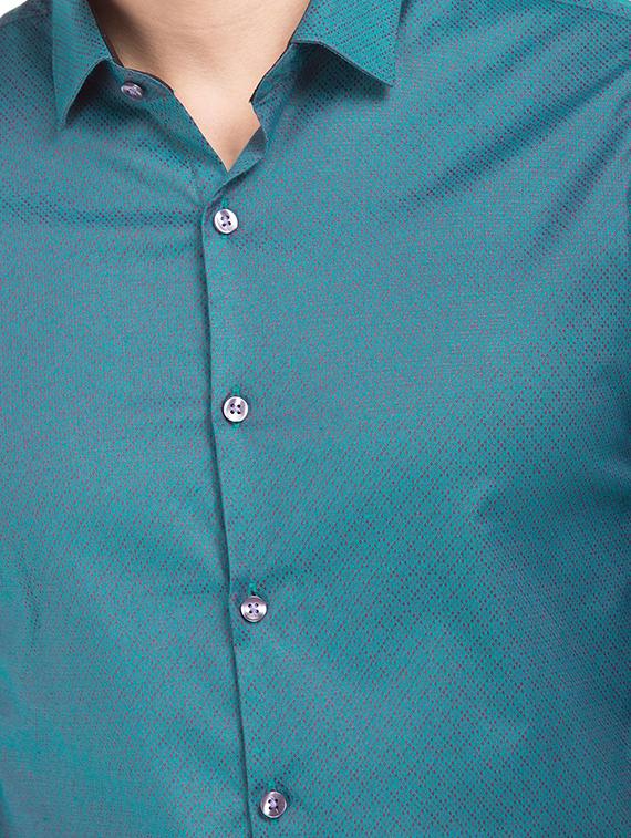 teal printed casual shirt - 18254707 - Standard Image - 4