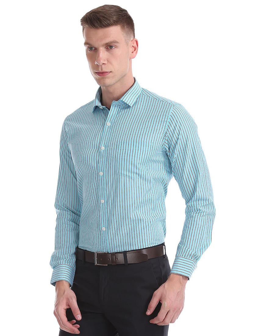 turquoise striped casual shirt - 18254725 -  Standard Image - 1