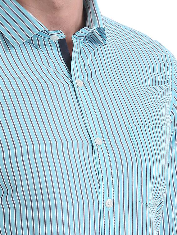 turquoise striped casual shirt - 18254725 - Standard Image - 4