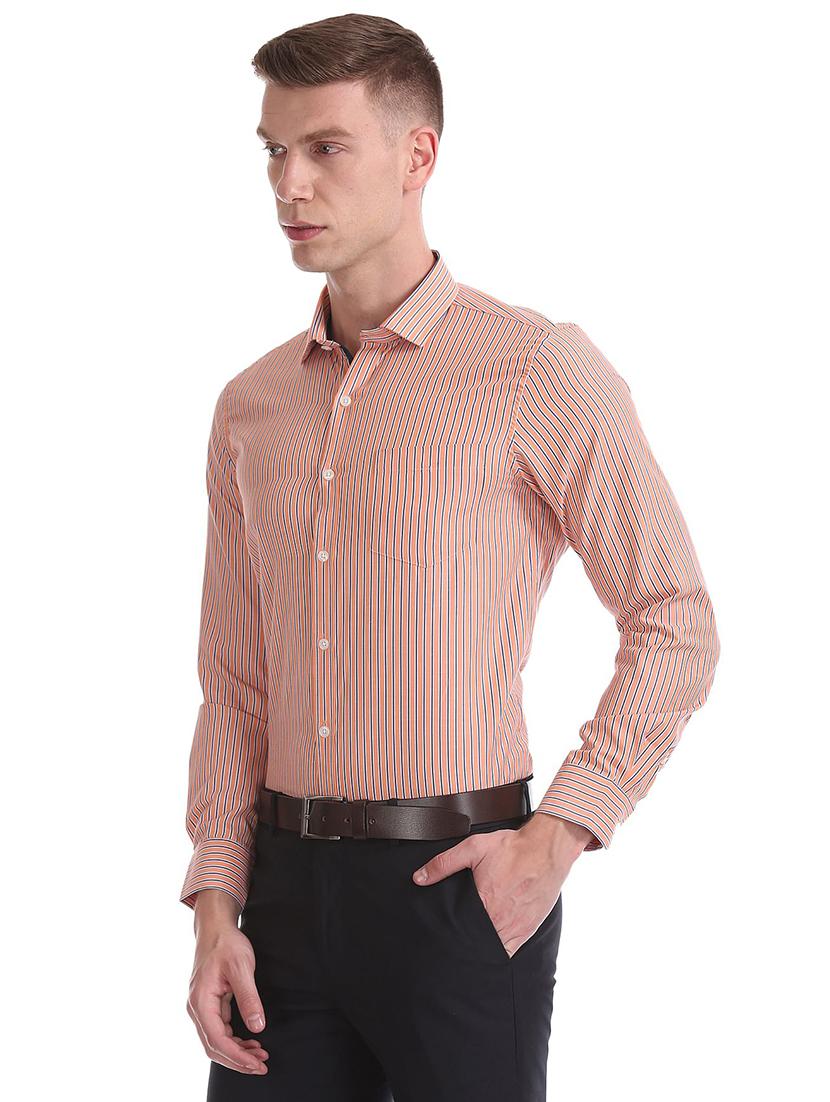peach striped casual shirt - 18254876 -  Standard Image - 1
