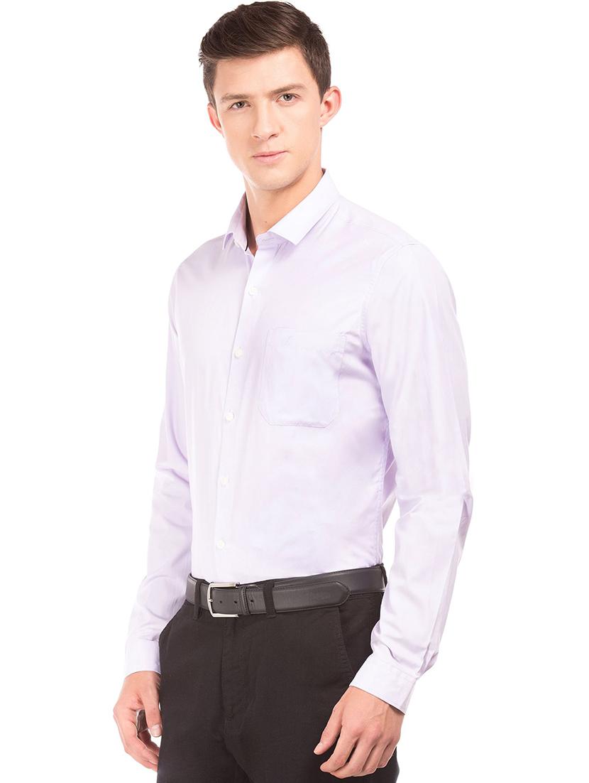 lavender solid formal shirt - 18255739 - Standard Image - 1
