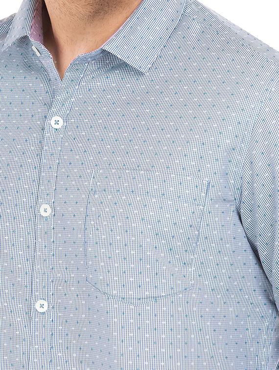 blue printed formal shirt - 18255755 - Standard Image - 4