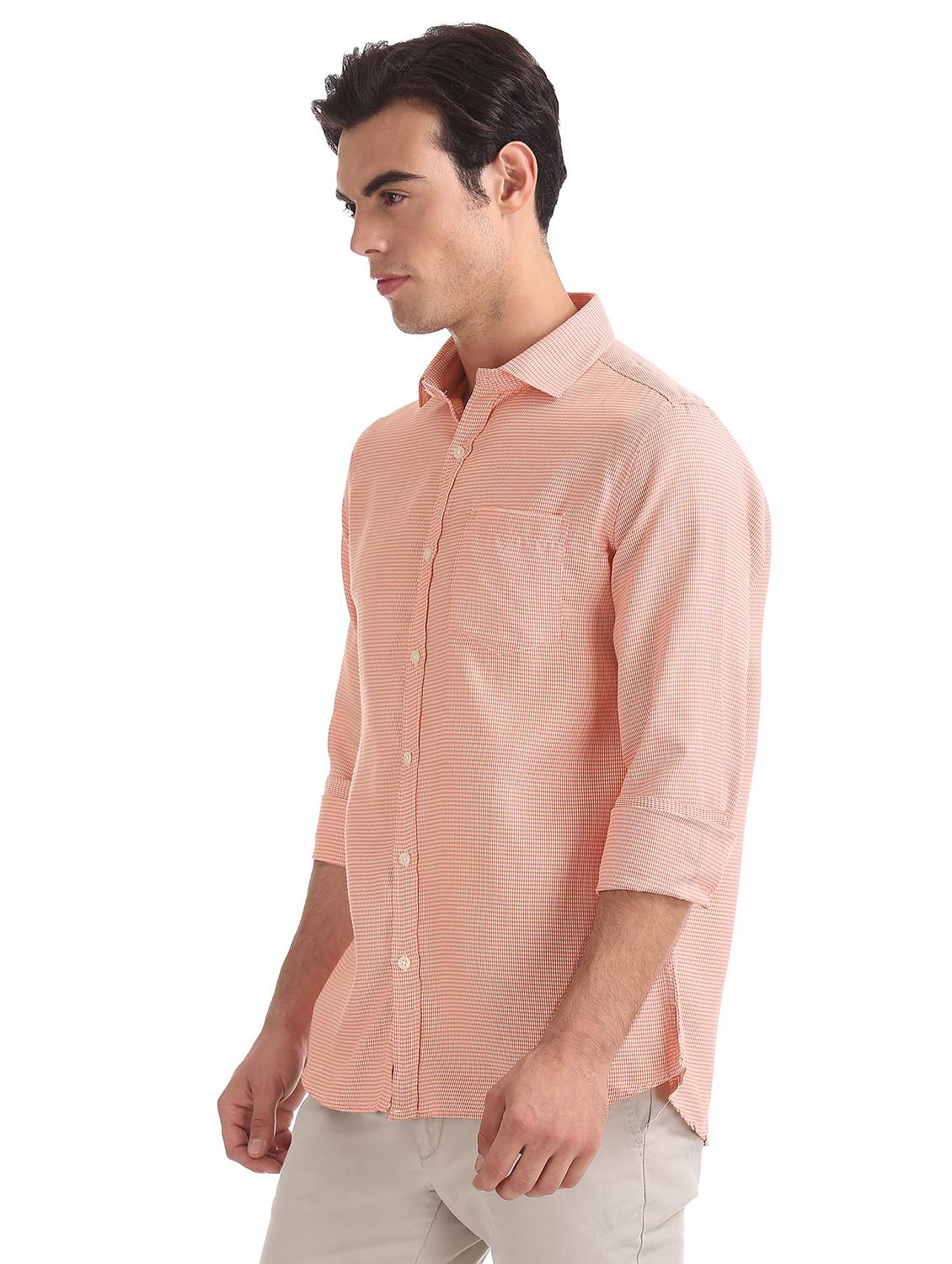 orange hounds-tooth formal shirt - 18256151 - Standard Image - 1