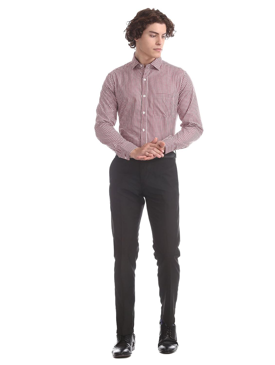 maroon checkered formal shirt - 18256153 - Standard Image - 4