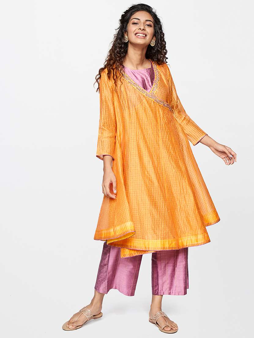 yellow kurta palazzo set