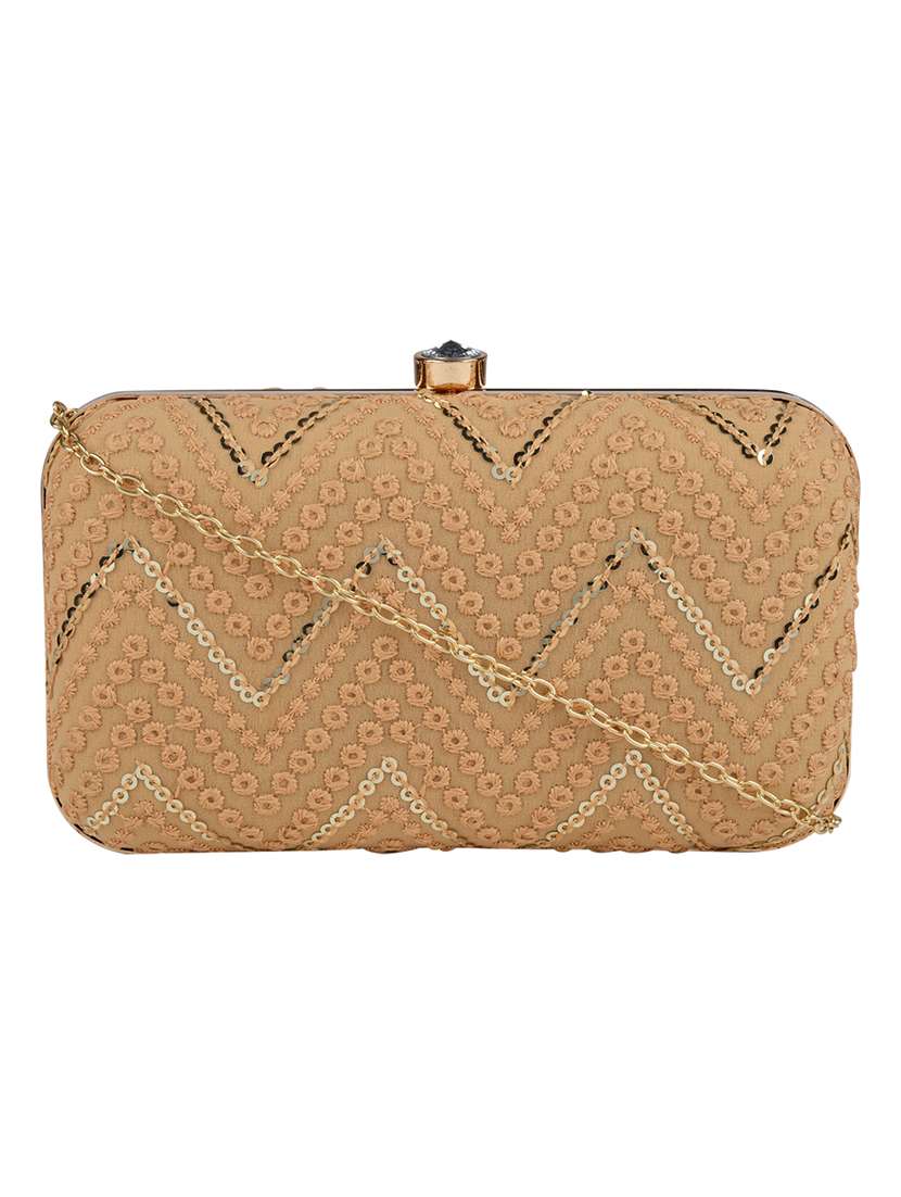 beige cotton polyester blend regular clutch