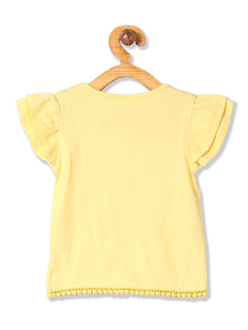 yellow printed ruffled top - 18257976 -  Standard Image - 1