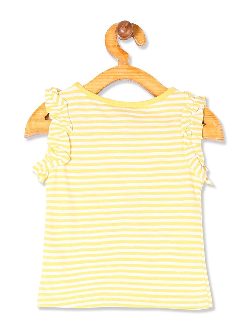 yellow striped ruffled top - 18257978 - Standard Image - 1