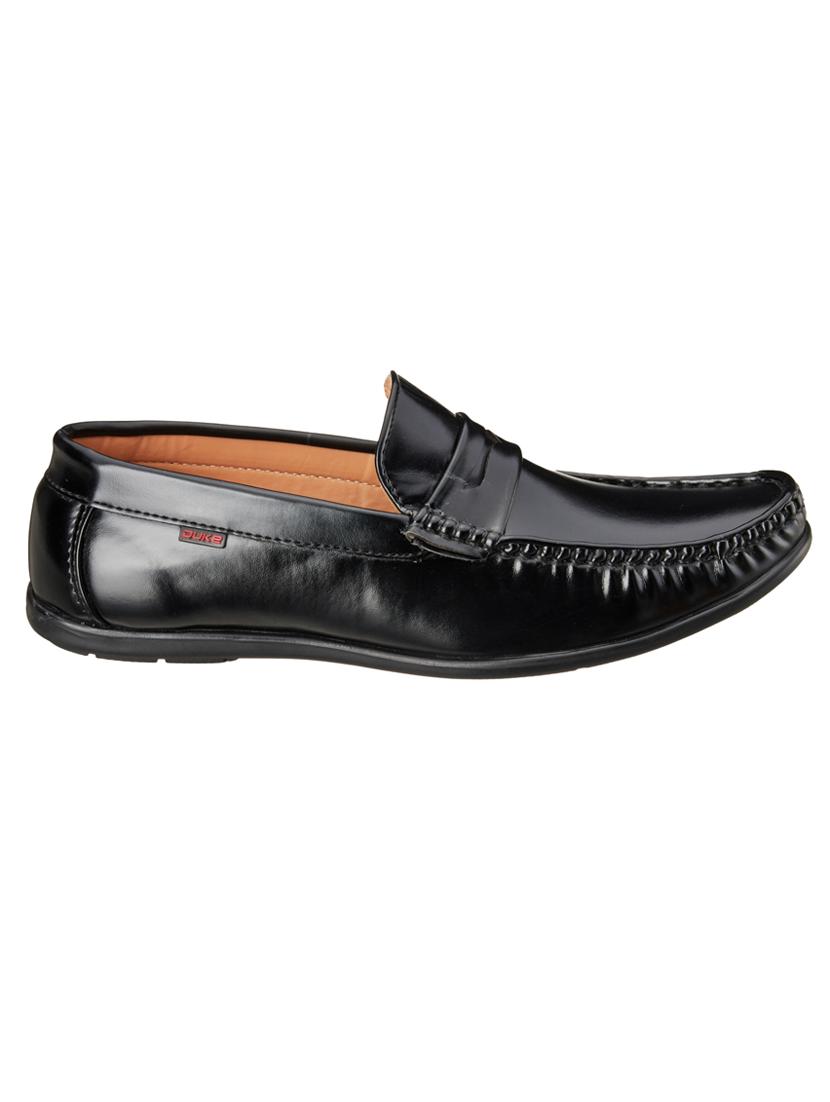 black synthetic slip on loafers - 18259642 - Standard Image - 1