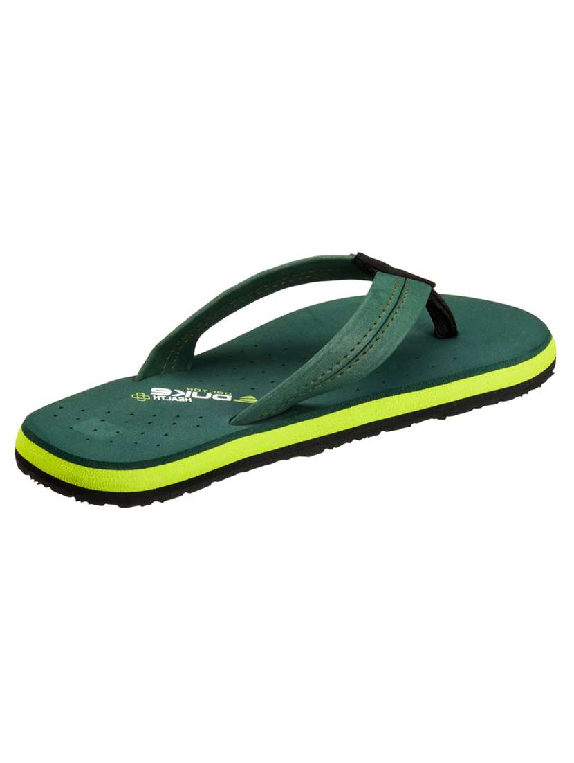 green synthetic & mesh slip on flip flops - 18259664 -  Standard Image - 1