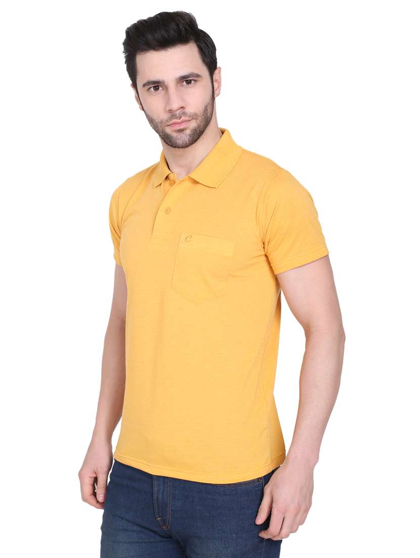 yellow solid polo t-shirt - 18259825 -  Standard Image - 1