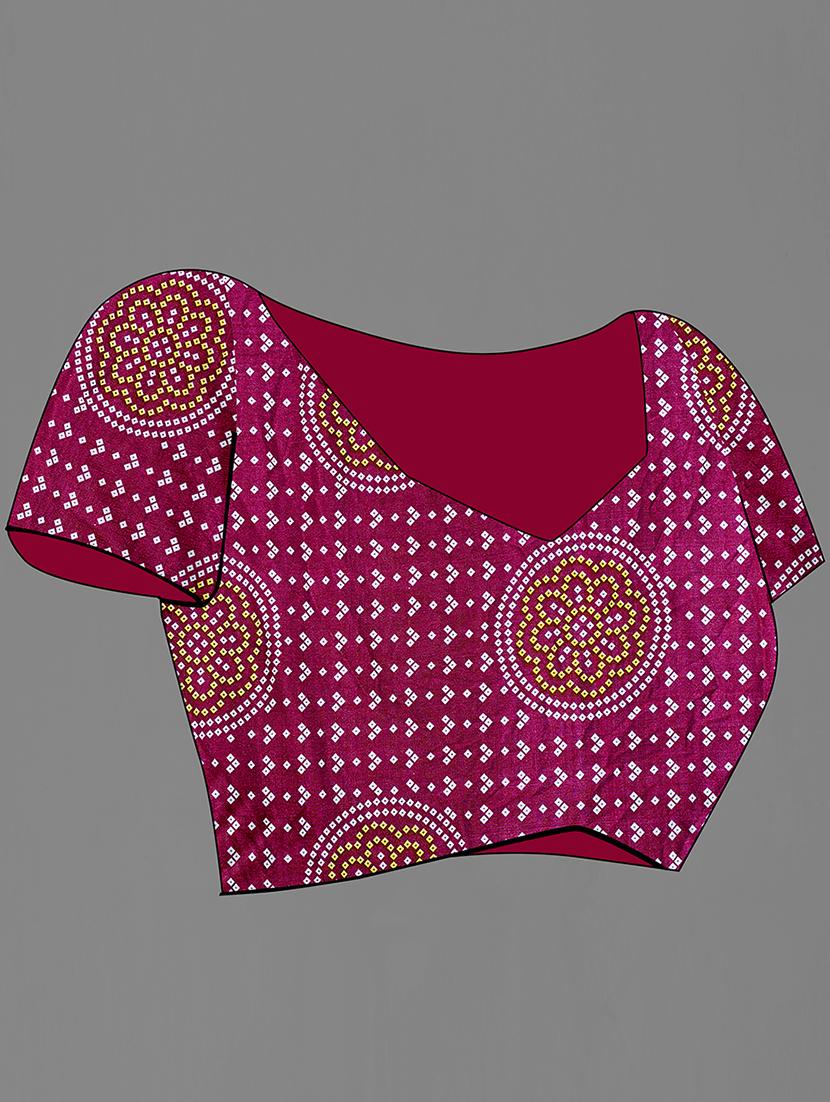 women's bandhani pink colored saree with blouse - 18259884 - Standard Image - 4