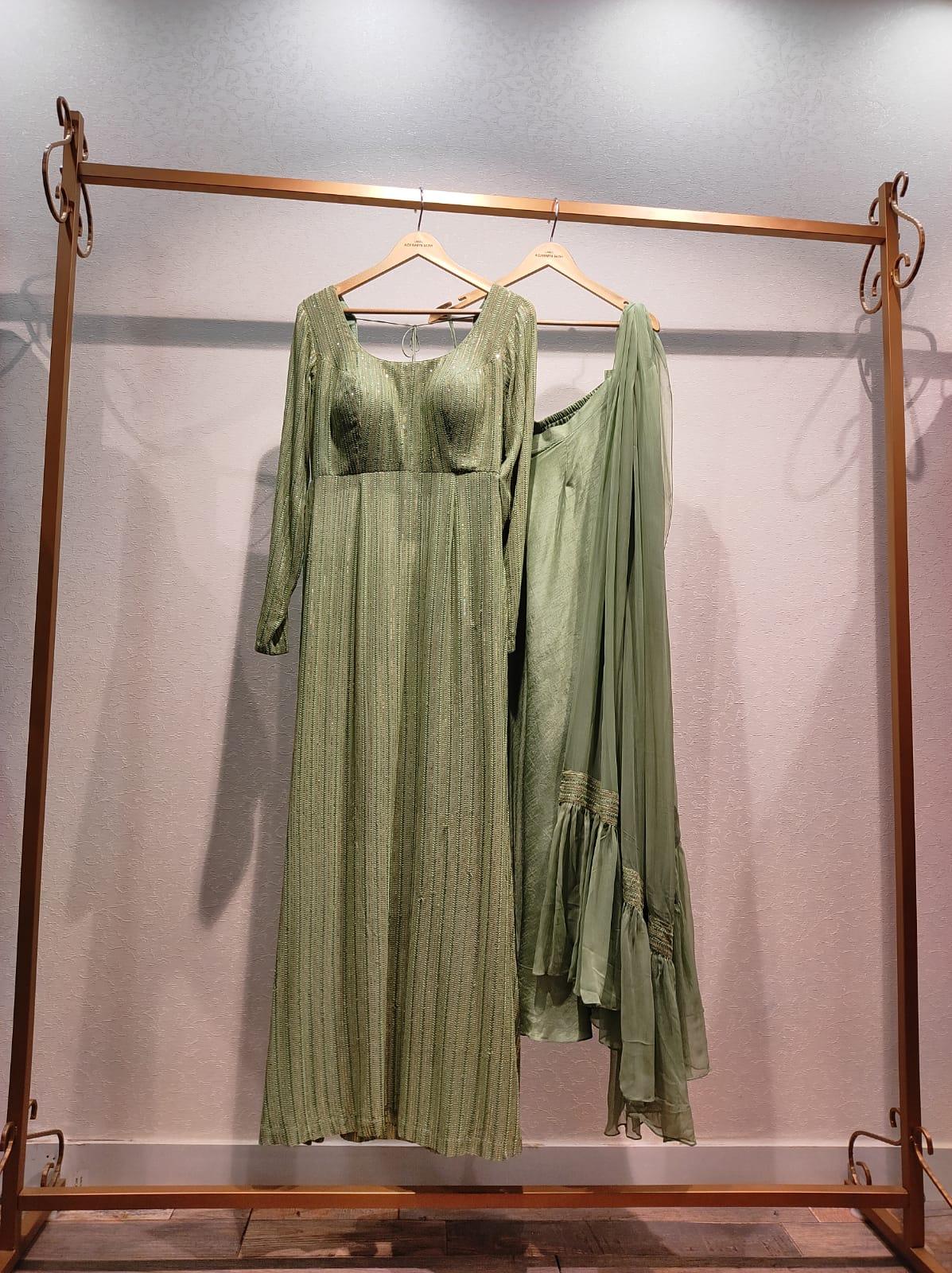 high slit long kurta with palazzo & duppatta - 18260644 -  Standard Image - 1
