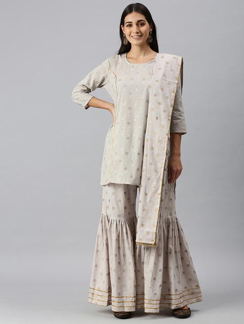 women floral kurta sharara set with dupatta - 18260897 -  Standard Image - 0