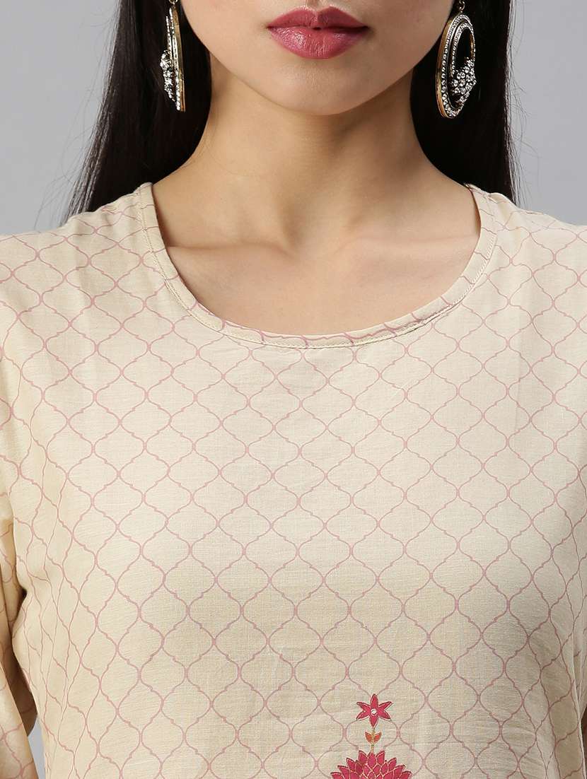 Women Floral Round Neck Kurta Sharara Set 